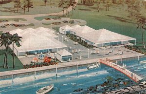 Nalcrest Florida panoramic aerial view Town Center boats vintage pc BB2891
