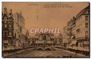 Belgium Belgie Old Postcard Ostend Leopold Square and the Kursaal