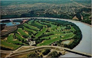 Postcard AB Edmonton Aerial View Mayfair Golf & Country Club Bridge 1960s S105