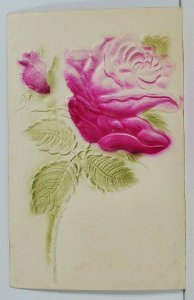 Pretty Airbrushed Embossed Rose Katie Horneman to Alleman Peru IL Postcard M15