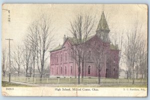 1910 Milford Center Ohio Vintage Postcard High School Exterior Building Posted