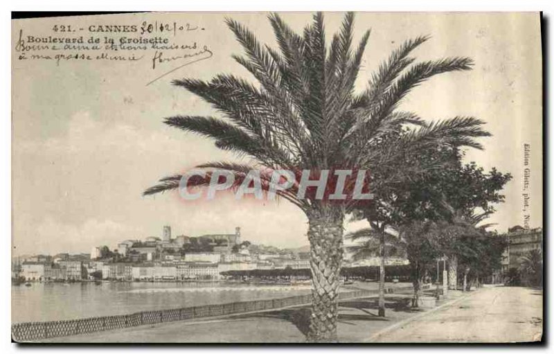 Postcard Old Cannes Croisette boulevard