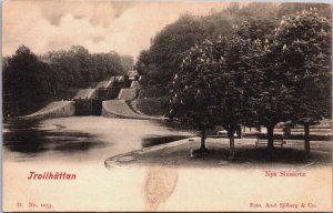 Sweden Trollhättan Nya Slussar Vintage Postcard C208