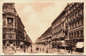 Hungary Budapest Andrassy Ut Vintage Postcard C210