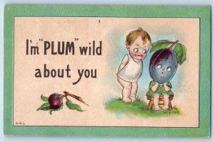 Signed Artist Postcard Little Kid Plum Head South Stillwater Minnesota MN 1915