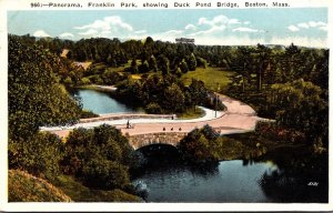 Massachusetts Boston Franklin Park Panorama Showing Duck Pond Bridge