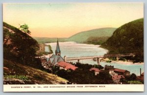 Hand Colored  Harper's Ferry  West Virginia  Jefferson Rock  Postcard