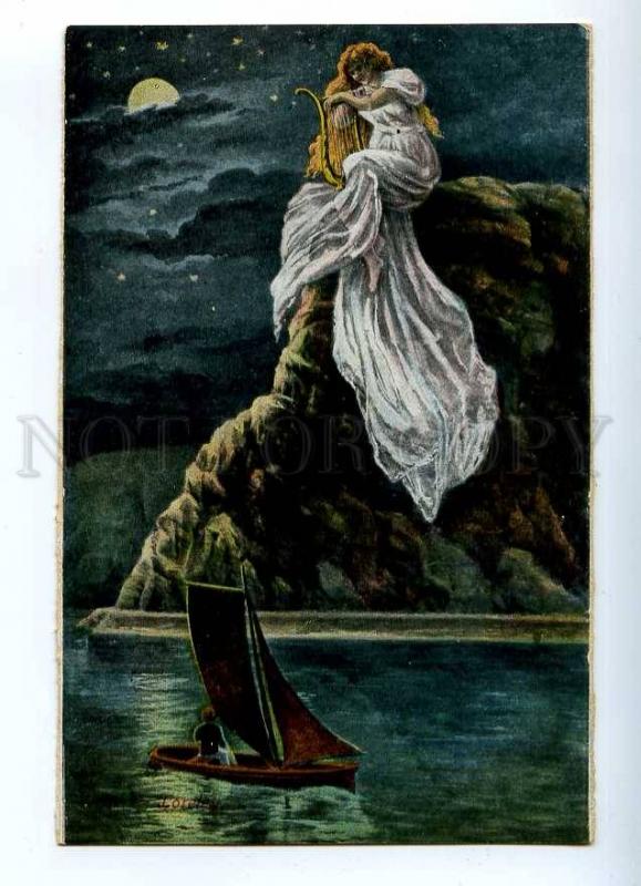 187297 MERMAID Nymph LORELEY Rhein Vintage Color PC