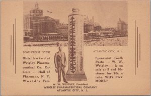 Postcard WW Wrigley President Atlantic City NJ Toothpaste