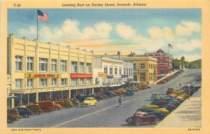 Postcard Arizona Prescott Gurley Street autos business Flag Teich 24-5101