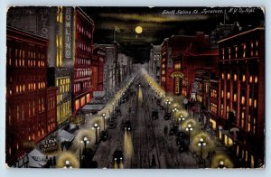 Syracuse New York Postcard South Salina Street By Night Scenic View c1920's Moon