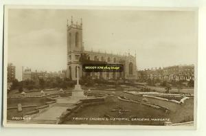cu0655 - Trinity Church & Gardens Margate , Kent - postcard