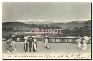 Old postcard Pau Chaine des Pyrenees
