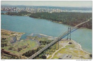 Lions Gate Bridge Aerial , VANCOUVER , B.C. , Canada , 50-60s