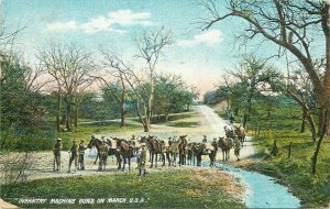 Infantry machine guns on march United States 1910 postcard