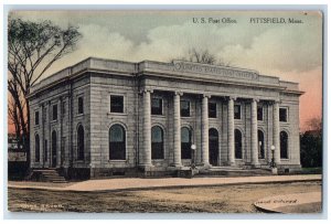 c1910 US Post Office Pittsfield Massachusetts MA Hand Colored Postcard 