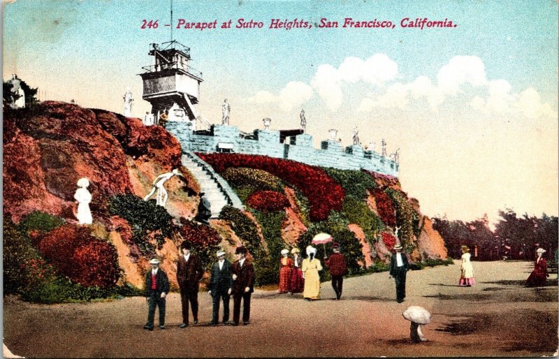 Parapet Sutro Heights San Francisco California CA Antique Postcard DB UNP Unused 