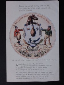 Yorkshire Man's Coat of Arms 'Qui capit ille hibet' Old Postcard by E.T.W.Dennis