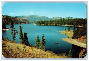 c1950's Lower Twin Lake Paddle Boating Groves Coeur d' Alene Idaho ID Postcard