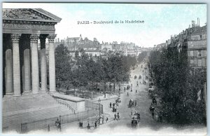c1900s Paris, France Boulevard de la Madeleine Church Classical Columns A354