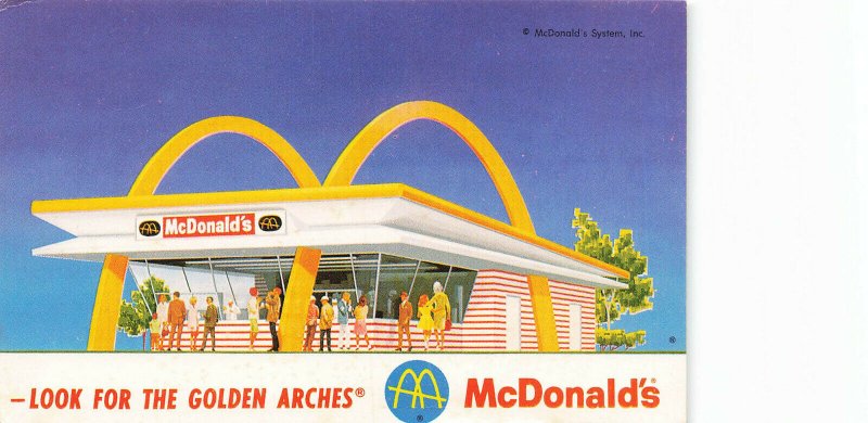 Lynwood CA McDonalds Restaurant This Card Free Hamburger & French Fries Postcard