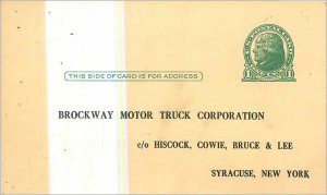 Stationay USA 1c Tip Brockway Motor Co Syracuse NY