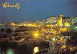 BR8462 Biarritz le port des Pecheurs et la grande plage la nuit  france