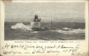 Bridgeport CT Sub Submarine Boat Protector c1907 Postcard 