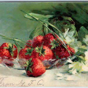 c1900s UDB Lovely Strawberries Lith International Art Publ Germany Postcard A210