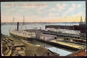 Vintage Postcard 1907-15 Waterfront, New York & Boston Steam Ships, Portland, ME