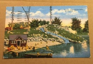 1953 USED LINEN  POSTCARD - MONKEY ISLAND, WASHINGTON PARK, MILWAUKEE, WISCONSIN