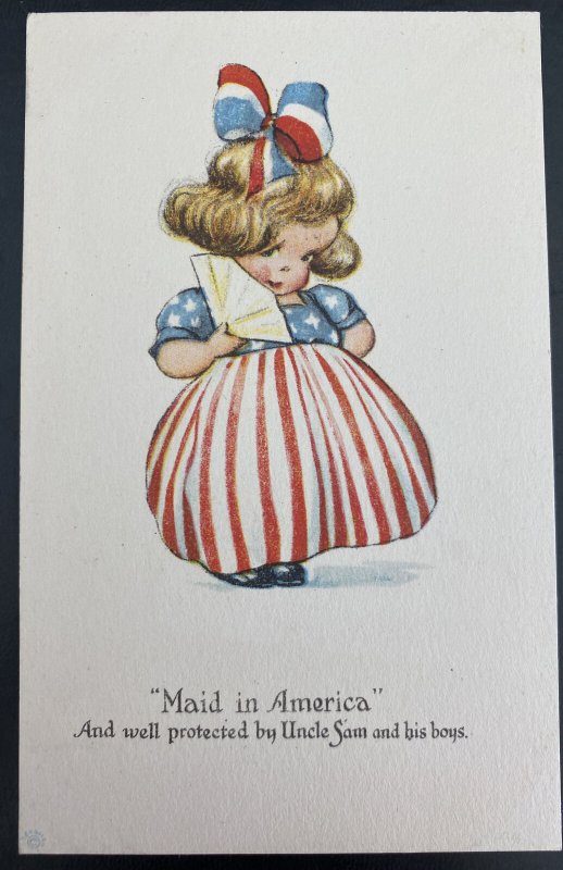 Mint Usa Patriotic Picture Postcard Maid In American Uncle Sam Boys