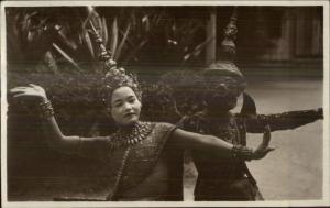 Phnom Penh Cambodia Native Woman Dancer Dancing & Costume c1910 RPPC #1