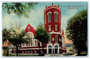 1912 First M.E. Church Chapel Exterior Waterloo Iowa IA Vintage Antique Postcard