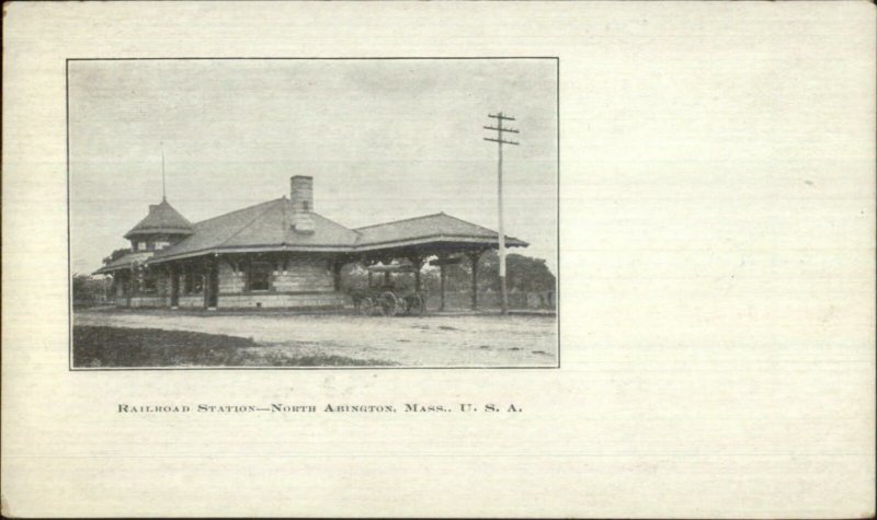 North Abington MA RR Train Station Depot c1905 Postcard