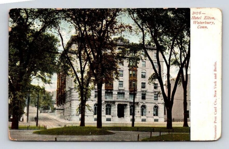 Waterbury Connecticut Elton Hotel Souvenir Postcard UNDB