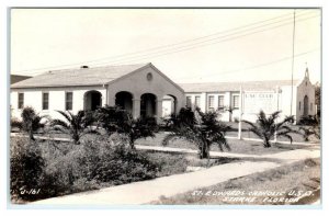 RPPC  STARKE, Florida FL ~ ST. EDWARDS CATHOLIC USO Club ca 1940s Postcard