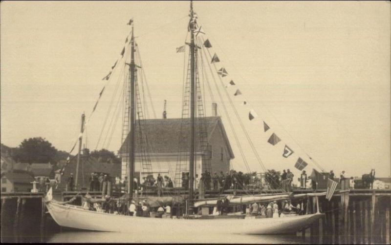 Boothbay ME Arctic Exploration Ship Bowdoin c1920 Real Photo Postcard #1