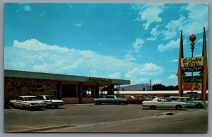 Postcard Socorro NM c1950s El Camino Motel Restaurant U.S. 60 & 85 Old Cars