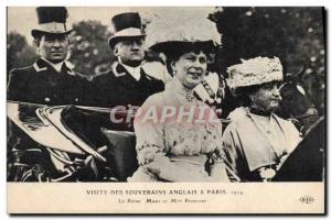 Postcard Old English sovereigns Visit in Paris 1914 Queen Mary and Mrs Poincare