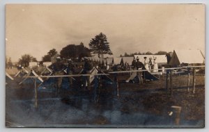 RPPC US Army Show Event Pretty Ladies Soldiers Tents Real Photo Postcard Q27