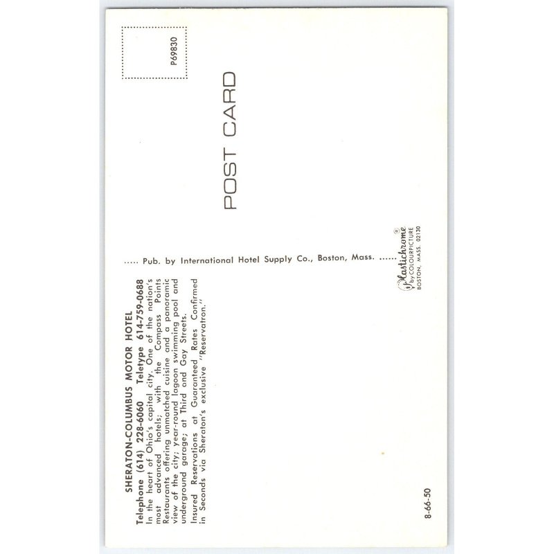 Postcard Sheraton-Columbus Motor Hotel Ohio Architecture