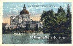 St Josephat Church & School - MIlwaukee, Wisconsin WI Postcard