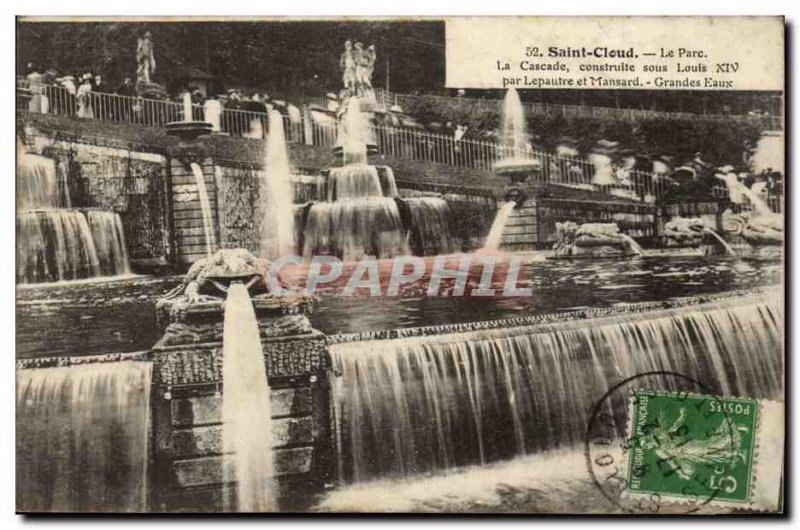 Saint Cloud Old Postcard The park waterfall built under Louis XIV and by Lepa...