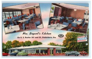 Mrs. Bryant's Kitchen Restaurant Statesboro GA Georgia Postcard (CO10)