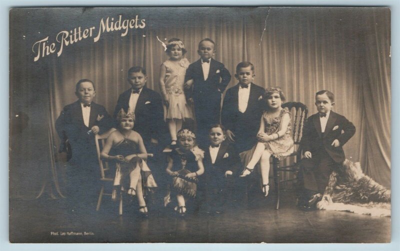 Postcard The Ritter Midgets Dwarfs Sideshow Freak RPPC Photo c1920s #2 T6