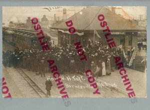 Barnesville MINNESOTA RPPC c1908 DEPOT Train Railroad PRESIDENT TAFT Speech