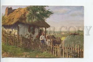 460636 Romania rural house family In the yard Vintage postcard