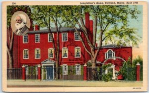 Postcard - Longfellow's Home - Portland, Maine