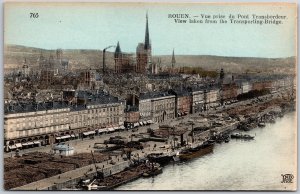 View Taken From The Transporting Bridge Rouen France Boats And Ships Postcard